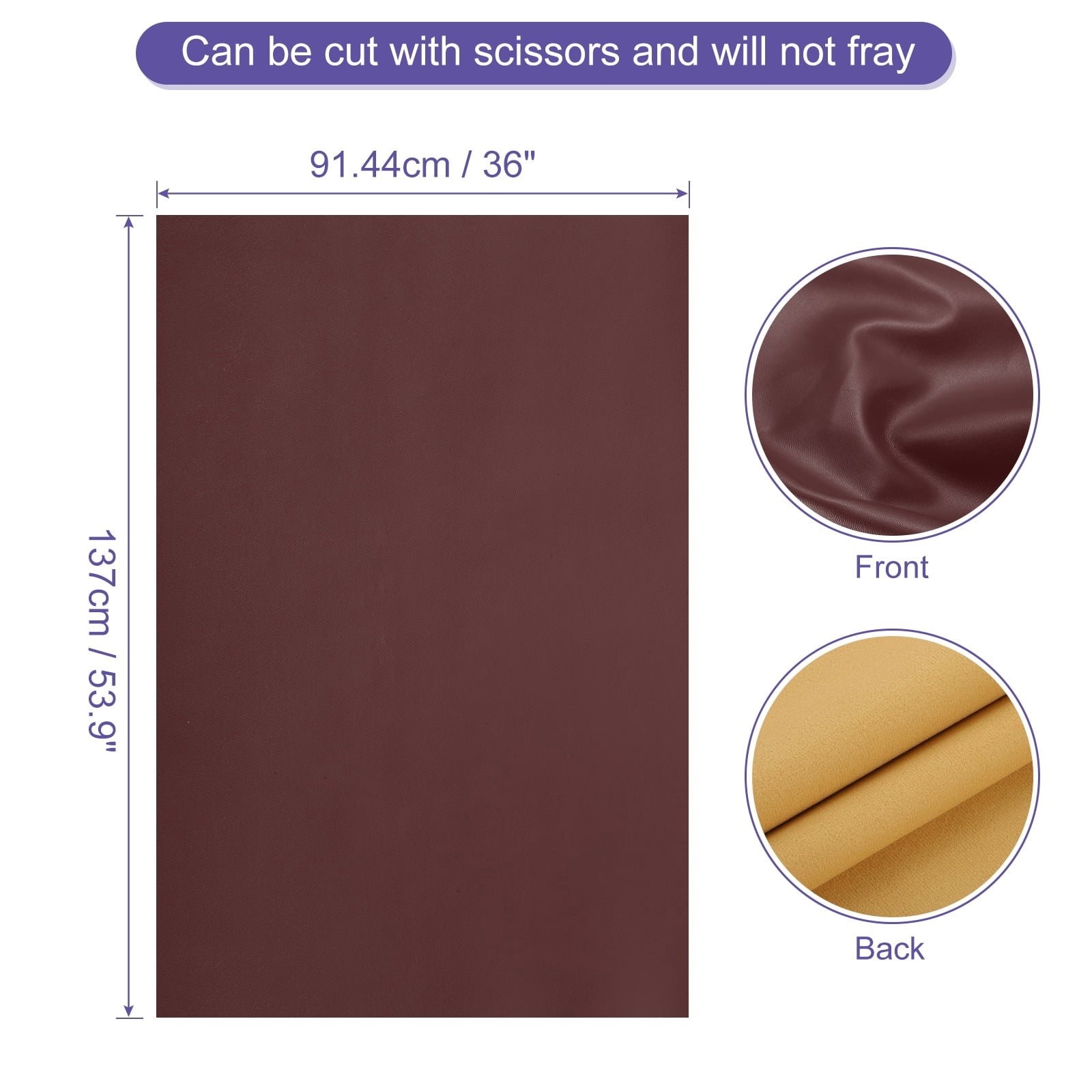 Uxcell Faux Leather 1 Yards Length 1mm Thick PU Leather for Sofa Bags DIY Crafts, Dark Brown