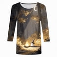 thumbnail image 4 of Godom Halloween Shirts Women Ghost Graphic Tees 3/4 Sleeve Fall Pumpkin T-Shirt Tops, 4 of 4