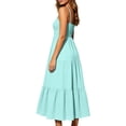 thumbnail image 6 of Womens Summer Dresses Bohemian Spaghetti Strap Smocked Tiered Long Beach Sun Dresses Sleeveless Solid Maxi Dress Tank Dresses for Women, 6 of 9