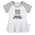 thumbnail image 1 of Namaste Up All Night Funny Dresses For Baby, Newborn Babies Skirts, Infant Princess Dress, 0-24M Kids Graphic Clothes (Gray Raglan Dresses, 6-12 Months), 1 of 4