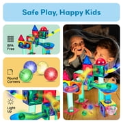 PicassoTiles LED Marbles for Marble Run Magnetic Tiles for Kids – 4PCS STEM Building Blocks Balls Toy