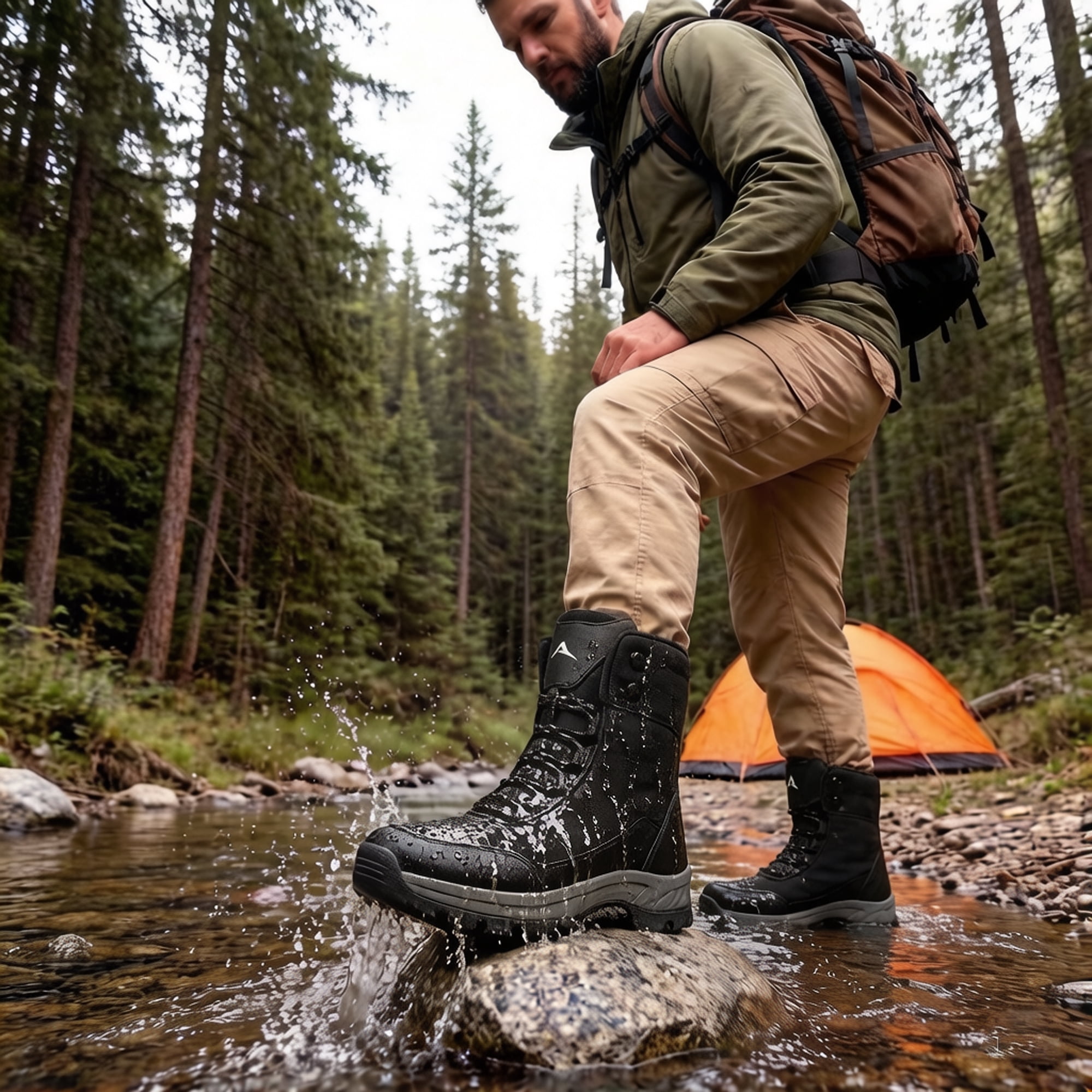 MeMoride Men's Waterproof Hiking Boots Breathable Non-Slip Outdoor Trekking Shoes for Camping & Hiking