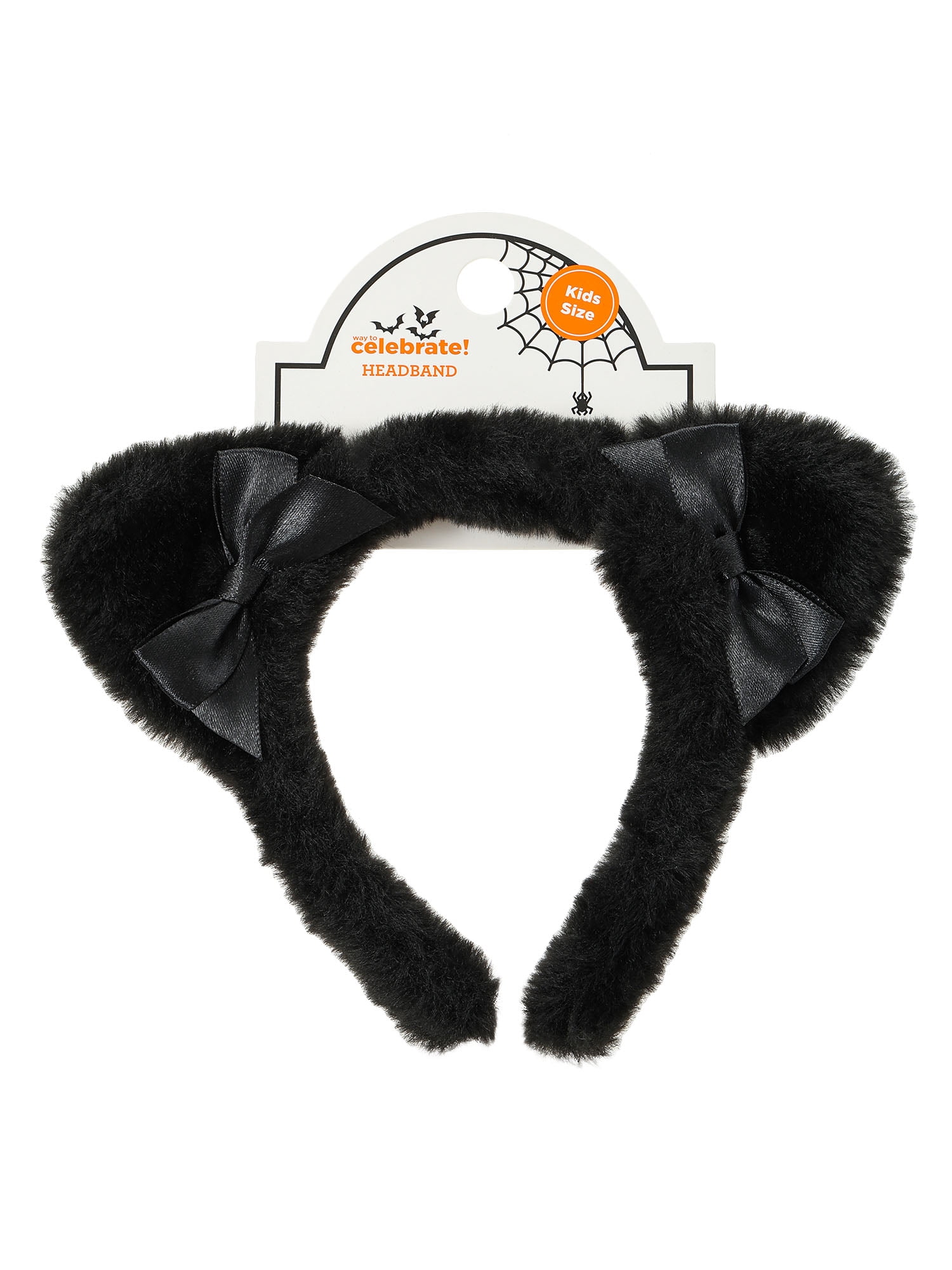 Way to Celebrate Fuzzy Black Cat Ears Halloween Headband, 1 Piece
