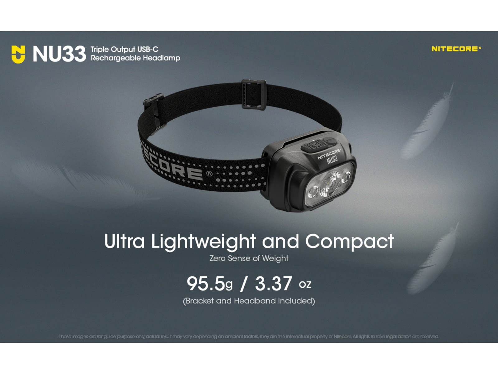Nitecore NU33 LED Rechargeable Headlamp w/White & Red Beams, White/Red, 700 Lumen, Black