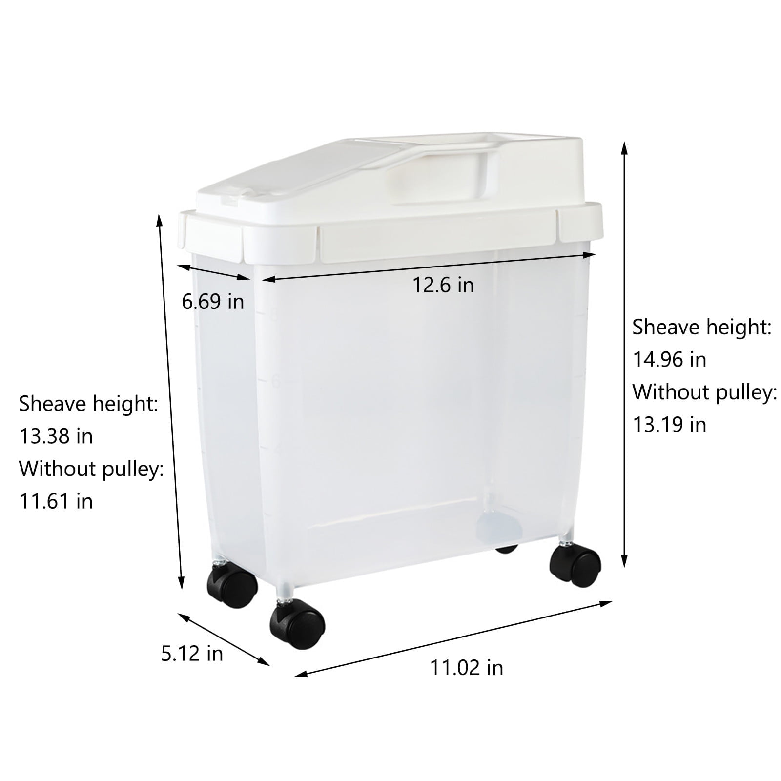 AYktou Food Storage Containers with Lids, Large Airtight 20 LB Rice Storage Boxes with Mobile Roller & Measuring Cup, Pet Food Container Flour Grain Cereal Container Multi-Functional Containers