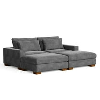 Isabella Sectional Sofa Corduroy Velvet with two Ottomans in Dark Gray Color