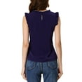 thumbnail image 3 of INSPIRE CHIC Blouse Sans Manches pour Femme, à Volants, Plissée, Blouse CHIC pour le Travail, m Bleu Foncé, 3 of 6