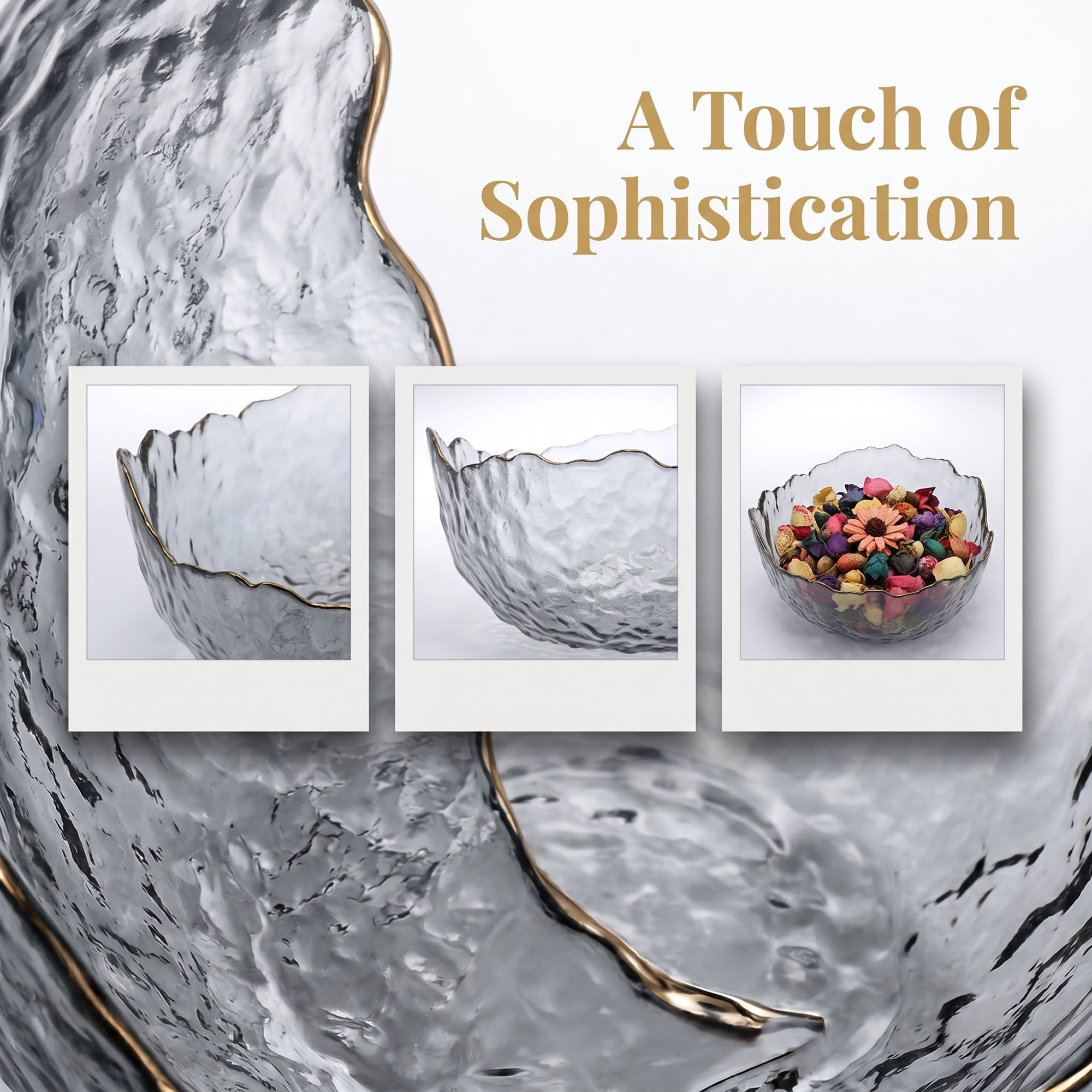 Unique Bargains Glacier Bowl Wavy Pedestal for Home Decor Gray 6.5"L x 6.5"W x 3.1"H