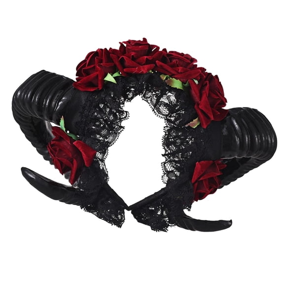 Diadema de Encaje Rosa Floral Oveja Cuerno Demonio Yuyangstore Aro de pelo para fiesta de Halloween