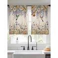 thumbnail image 2 of Spring Floral Sheer Curtains 45 Inch Length 2 Panels Set Window Treatments, Daisy Sunflowers Wisteria Hummingbird Beige Rod Pocket Semi Curtains for Living Room/Bedroom/Kitchen Décor, 104"W x 45"L, 2 of 7