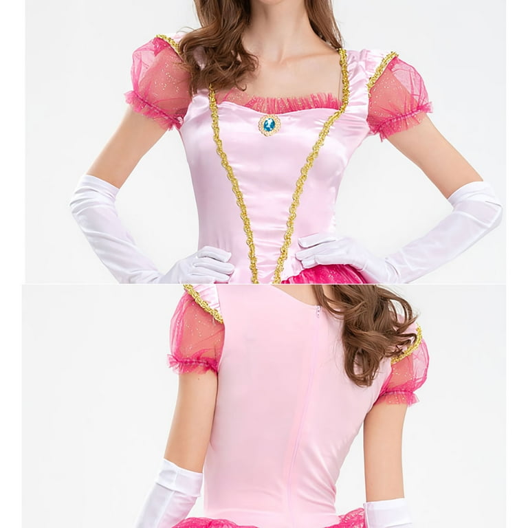 Peach Costume Adult, Princess Dress for Women, Peach Halloween Cosplay Costume  Outfit with Accessory - Walmart.com