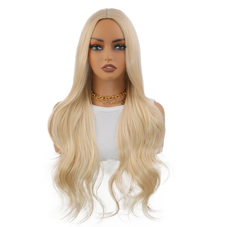 Medium-Parted Long Wavy Curly Hair Wigs for Women - High-Temperature Synthetic Hair for Daily Wear and Cosplay