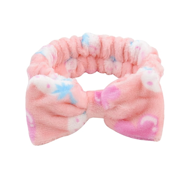 Diadema Qarigey con lazo de franela suave rosa fresa