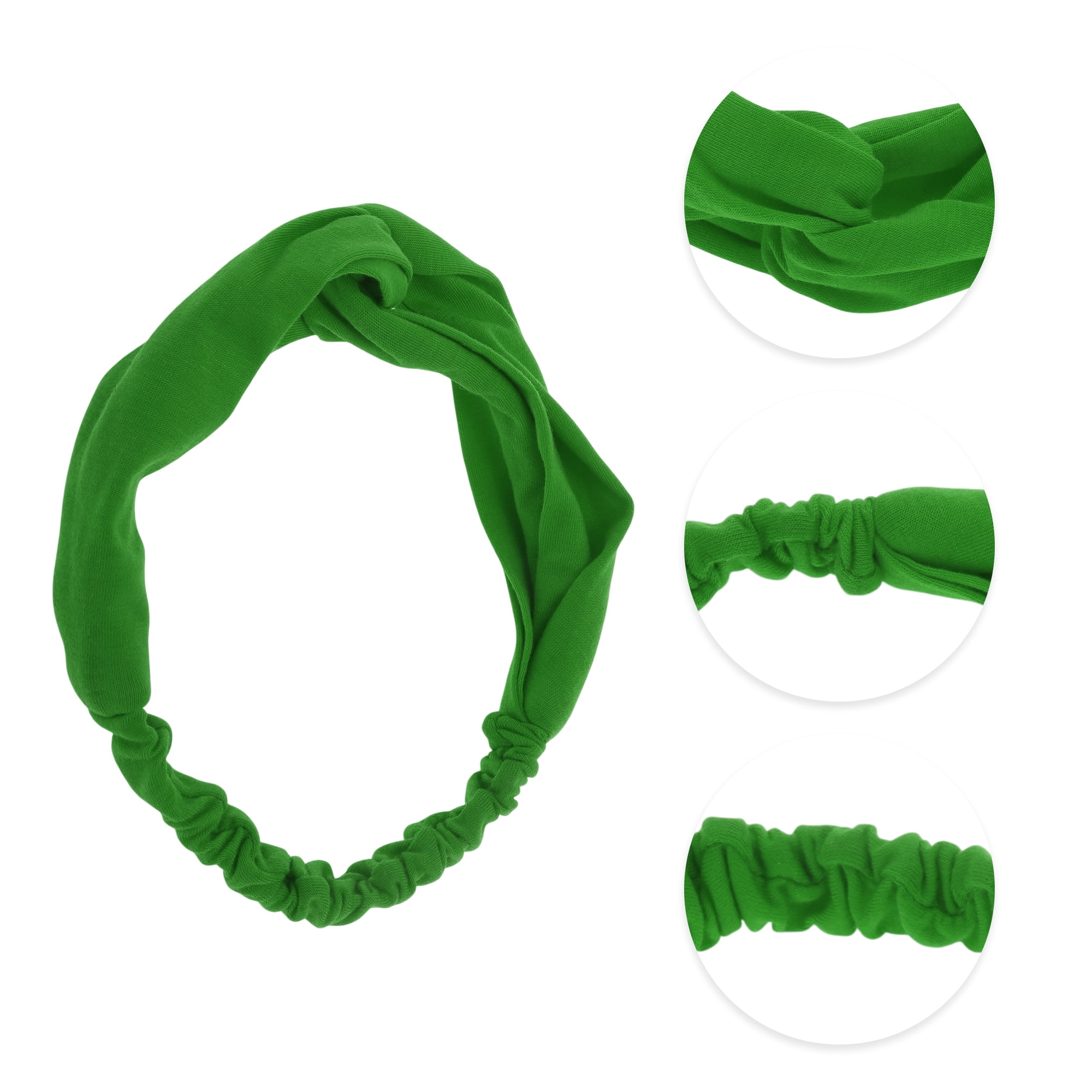 Unique Bargains Stylish Simple Solid Elastic Cross Headwrap Grass Green