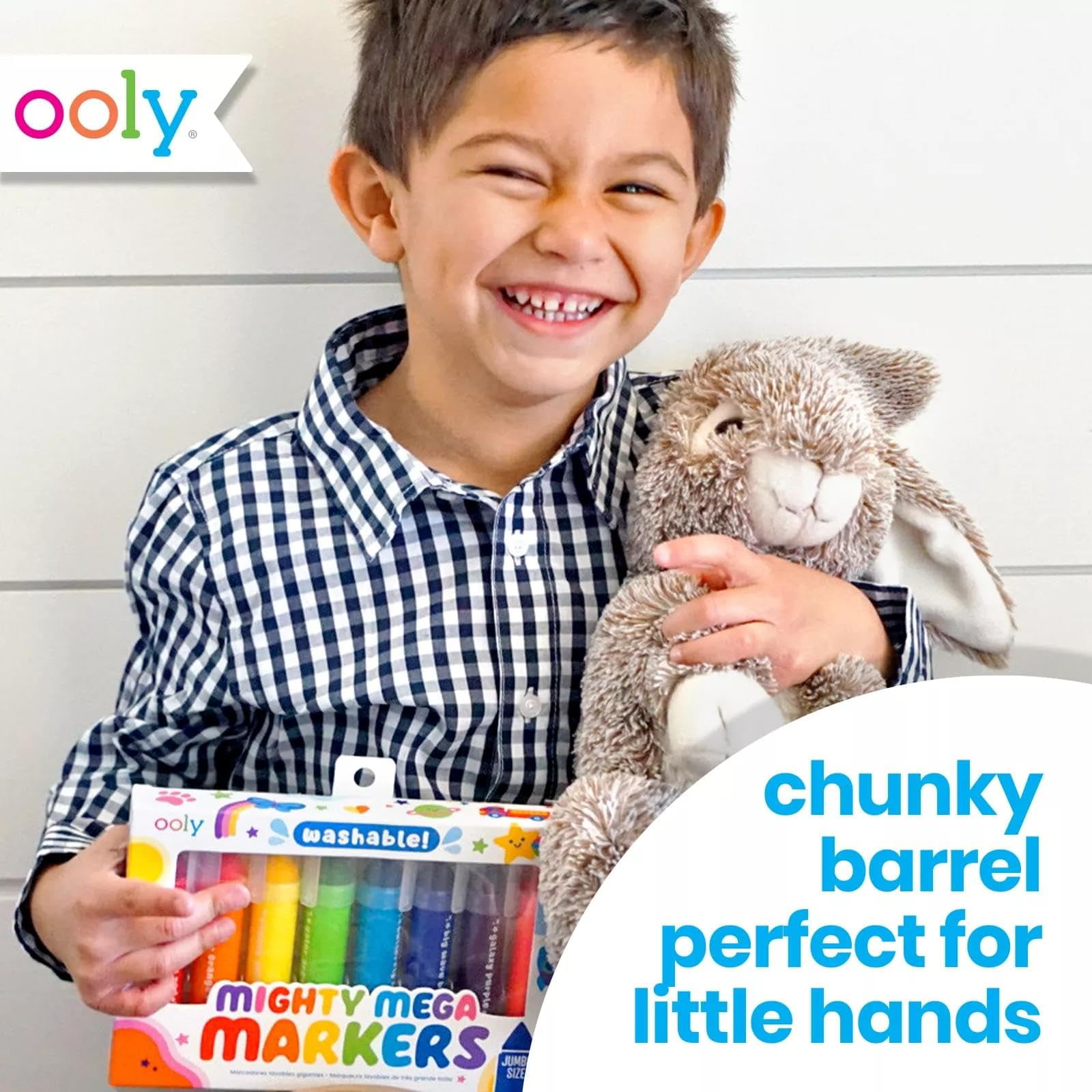 OOLY Mighty Mega Washable Markers, Jumbo Grip for Toddlers, 8