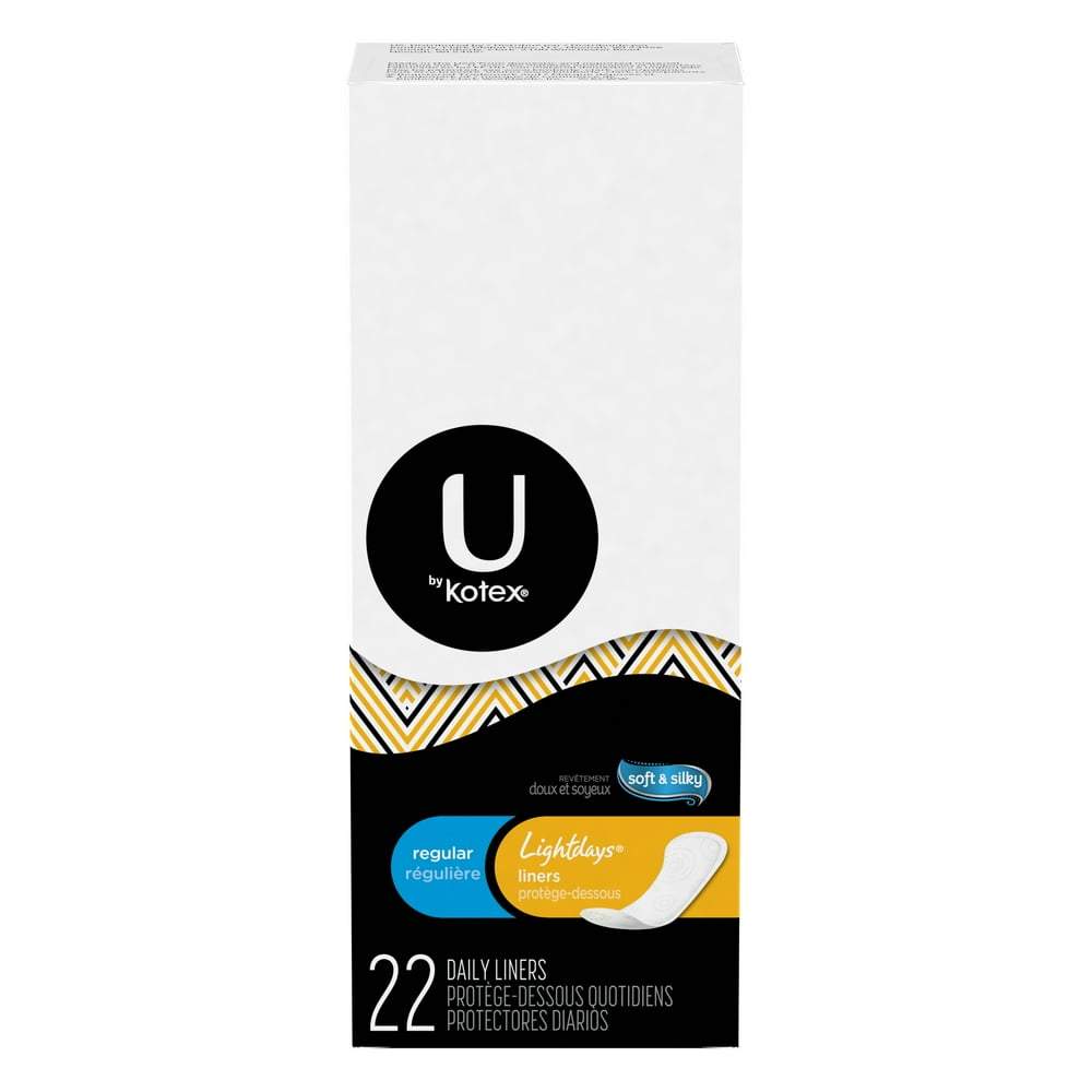 U by Kotex Lightdays Panty Liners, Regular, Unscented, 22 Ct Walmart