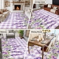 thumbnail image 5 of Spring Lavender Floral Area Rugs 8'x10', Washable Small Throw Rugs for Living Room Patio, Flowers Butterfly Purple Plaid Indoor Outdoor Rug Non-Slip Low Pile Carpet Runner Reversible Floor Mats, 5 of 8
