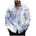 thumbnail image 3 of QATAINLAV Mens Button Down Long Sleeve Shirt Casual Slim Fit Lapel Work Tops Fashion Tie Dye Print Blouse 2025 Vacation Outfits Multicolor M Mother's Day Gifts, 3 of 6