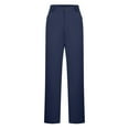 thumbnail image 6 of Dress Pants Women Straight Leg Pants High Waisted Button Stretchy Business Work Dressy Casual Yoga Trousers with 4 Pockets, Navy, M, 6 of 8