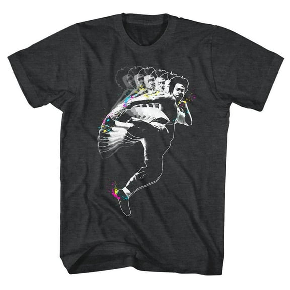 Bruce Lee Splat Kick Black Heather Adult T-Shirt 4Xl