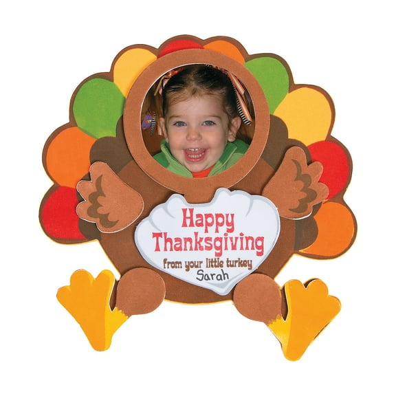Thanksgiving Turkey Picture Frame Magnet Craft Kit, Makes 12, Craft Kits, Thanksgiving, 12 Pieces