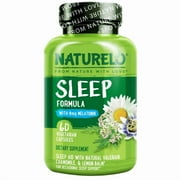 NATURELO Sleep Aid - with Melatonin, Magnesium, GABA, Valerian Root, Lemon Balm, Chamomile Herbal Extracts - Plant-Based Sleeping Aid - 60 Vegan Capsules