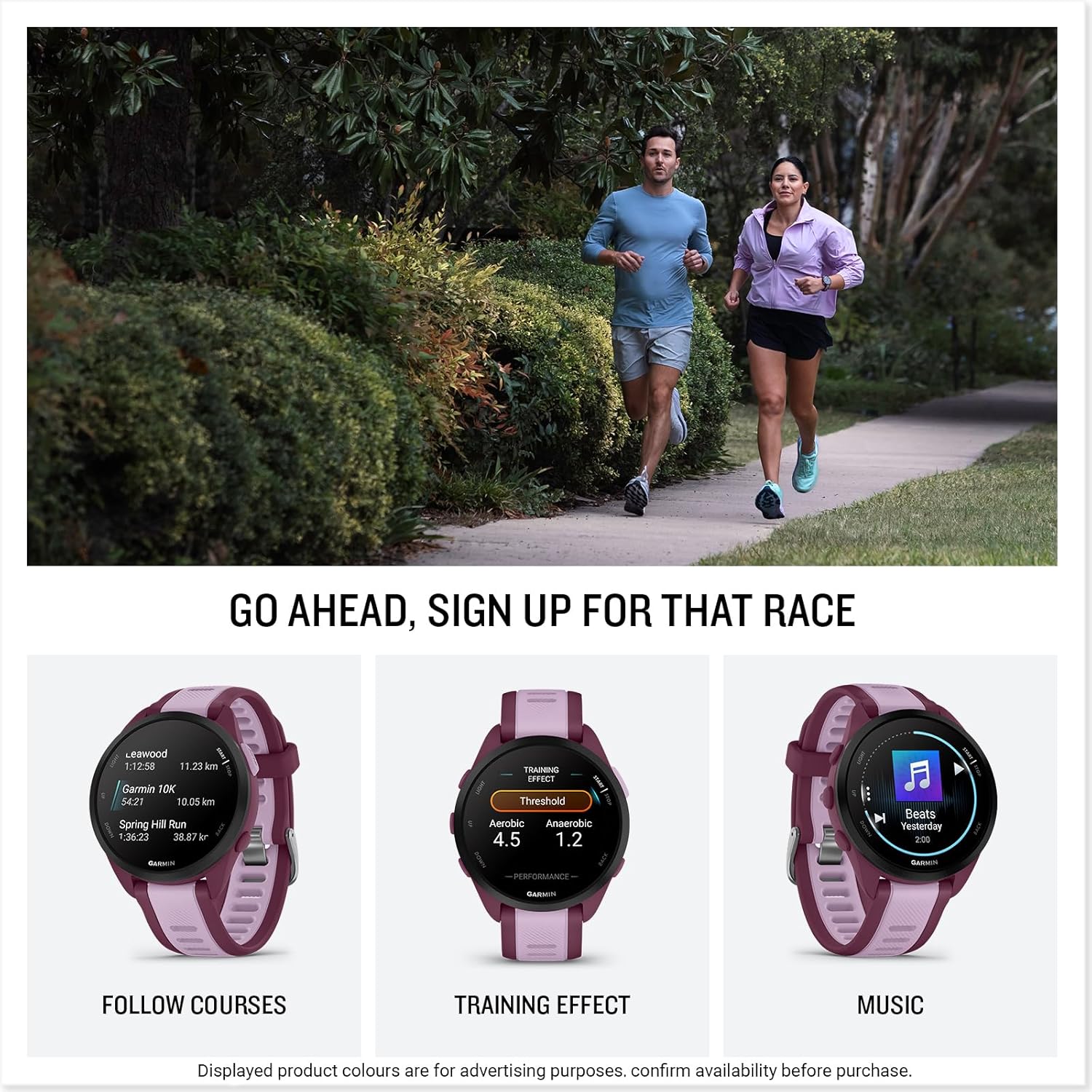 GARMIN Forerunner GPS 30.48mm Black Fiber-Reinforced Polymer Case with Black Watch Band, 1 Pack