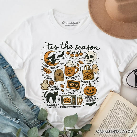 Tis the Season Retro Spooky Halloween T-Shirt, Autumn Vibes Essentials Tee