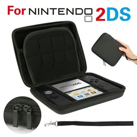 - GPCT Nintendo 2DS Hard Shell EVA Carry Case Cover Bag. Protects Against Bumps/Drops/Dust/Dirt/Scratches. Protective Travel Storage Cover Pouch W/ 8 Game Holders, Double Zipper Zip Pocket- Black