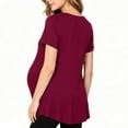 thumbnail image 5 of RongHuan Women's Maternity Shirts Short Sleeve Split Hem Pregnancy Tops Comfy Crew Neck T Shirt, 5 of 8