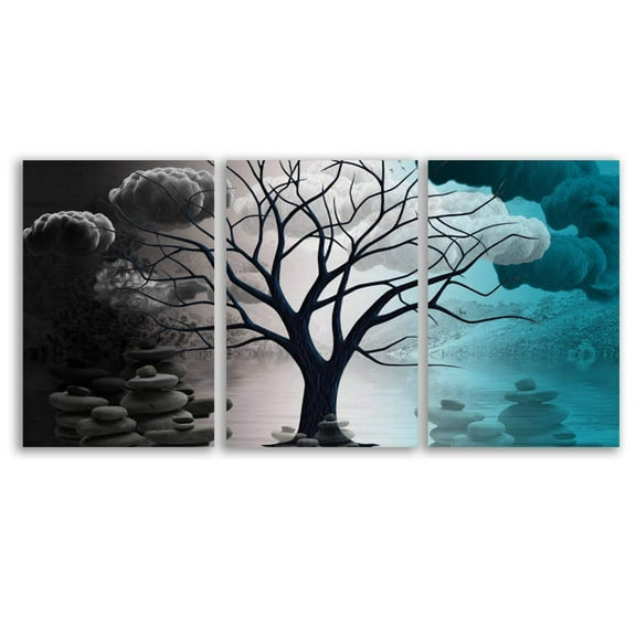 wall26 Canvas Wall Art Abstract Cloud Tree Pictures Home Wall Decorations for Bedroom Living Room Oil Paintings Canvas Prints Framed - 24"x36" x 3 Panels