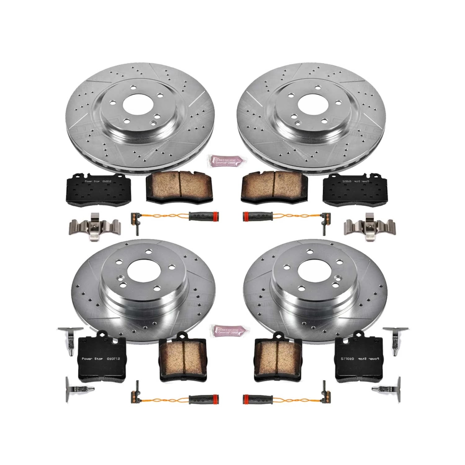 PowerStop Front and Rear Z23 Evolution Sport Carbon-Fiber Ceramic Brake Pad and Drilled & Slotted Rotor Kit Fits: MERCEDES-BENZ Select Models K2791