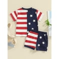 thumbnail image 5 of FEORJGP Toddler Baby Girls Boys 4th of July Outfit 6M 12M 18M 2Y 3Y Infant Short Sleeve T-Shirt Crew Neck Shirt Stars and Stripes Print Tops and Short Summer Clothes Set for Independence Day, 5 of 9