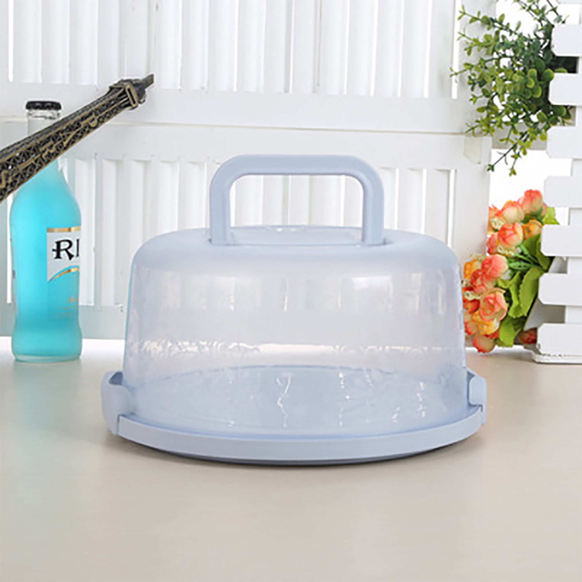 Plastic Cake Box Tub With Clips Handle Storage Containers Carriers Airtight  Lid