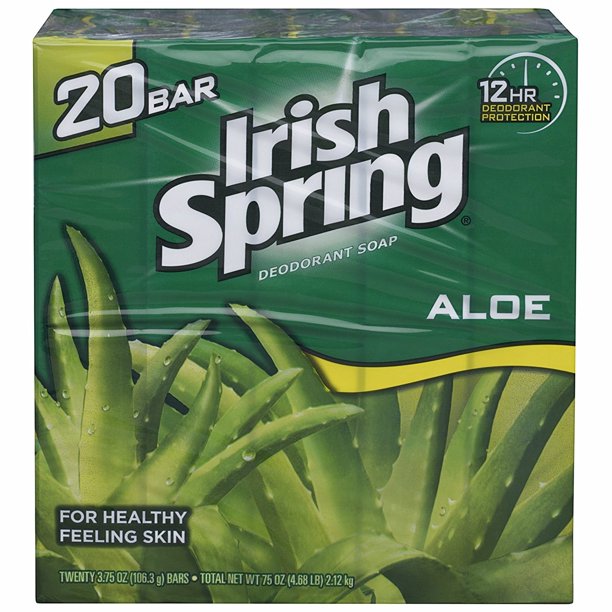 Irish Spring Aloe Bar Soap 3.75 Ozpack of 20 Bars