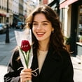 thumbnail image 5 of Ngheia Piper Stick Red Tulip Bouquet, Single Artificial Flower with Bag Bouquet for Memorial, 5 of 6