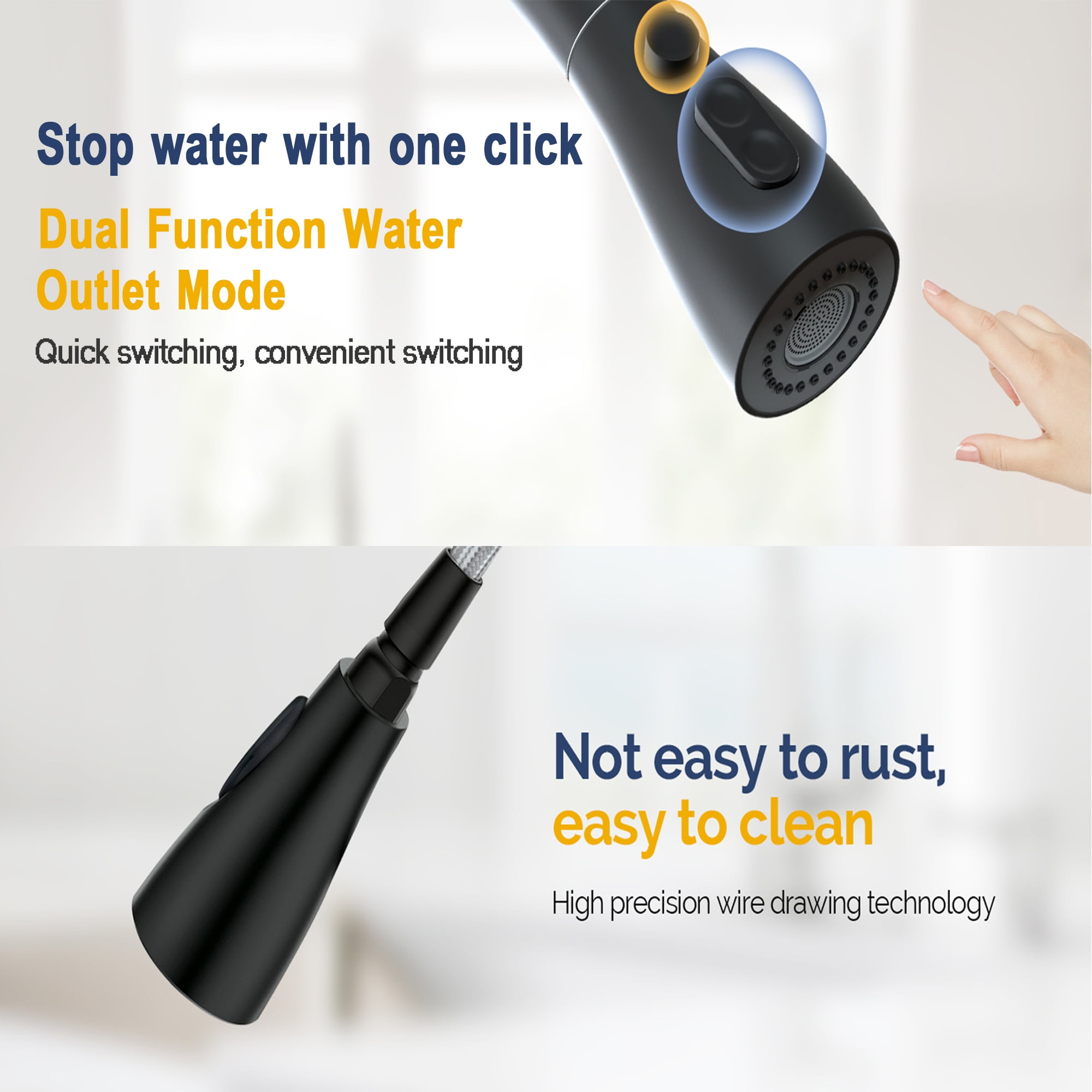 Kitchen Faucets-Kitchen Sink Faucet -Kitchen Faucet with Pull Down Sprayer-Stainless Steel