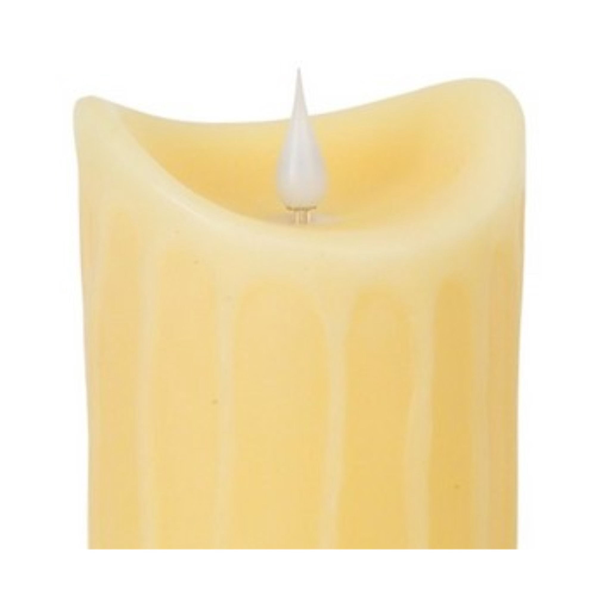 Melrose 7" Prelit LED Simplux Dripping Wax Flameless Pillar Candle with Moving Flame - Ivory