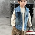 thumbnail image 5 of Mifsaly Girls Boys Denim Jacket Button Down Sleeveless Kids Jean Jackets Lapel Spring Outerwear Unisex with Pockets Size 2-14 Years, 5 of 8