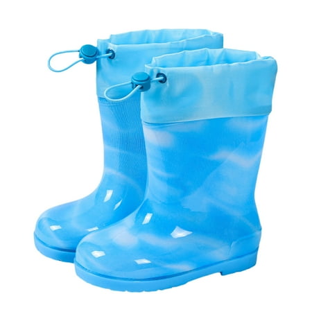 Awevudst Kids Rainbow Waterproof Boots Non-Slip Lightweight Rubber Rain Shoes