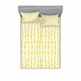 thumbnail image 2 of Flower Bedding Set with Sheet & Covers, Tiny Daffodils and Bead Forms Situated at Wavy Vertical Lines, Printed Bedroom Decor 2 Shams, 4 Sizes, Champagne Yellow, by Ambesonne, 2 of 3
