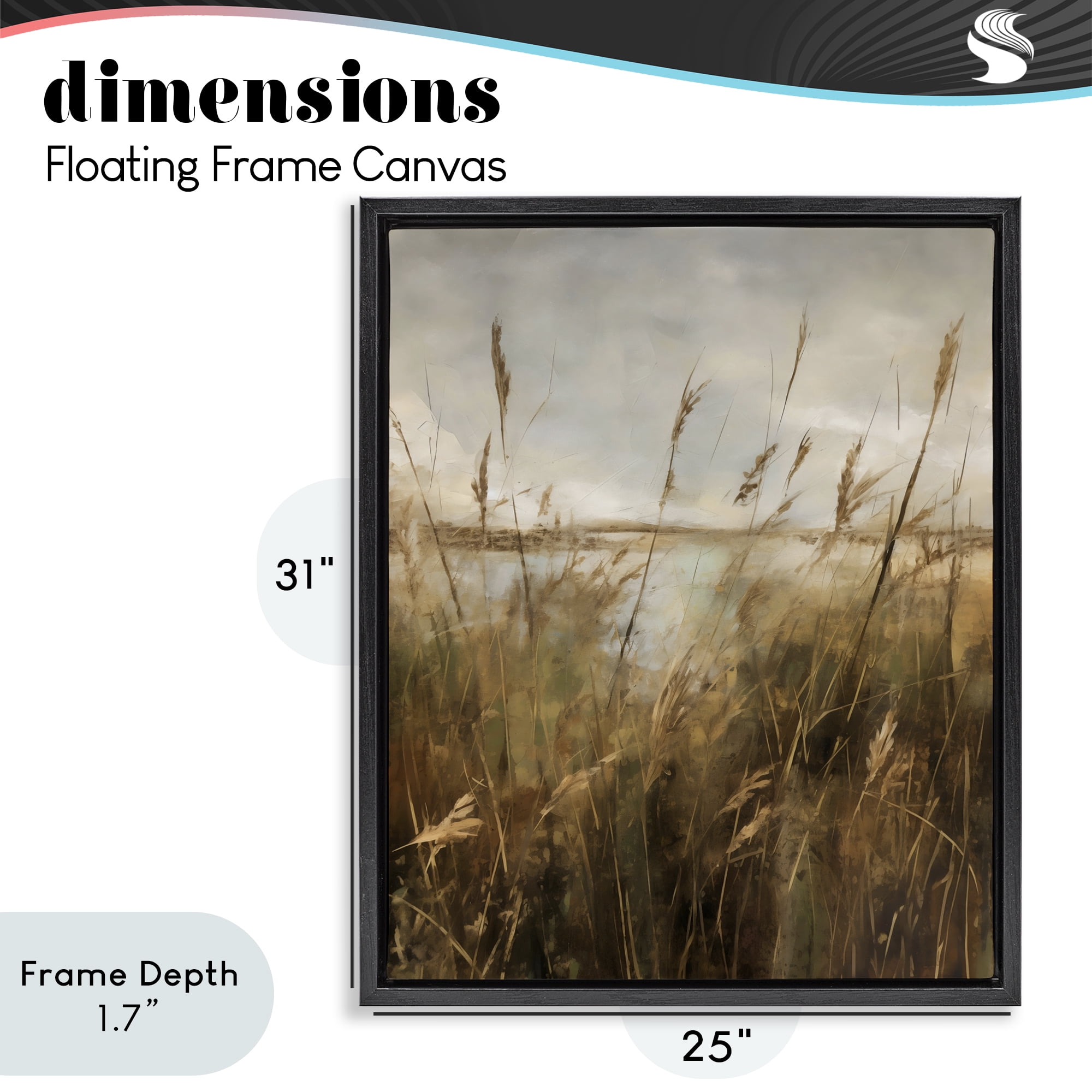 Stupell Industries Tall Grass Beside Quiet Lake Black Framed Floater Canvas Wall Art, design by Creative Studio