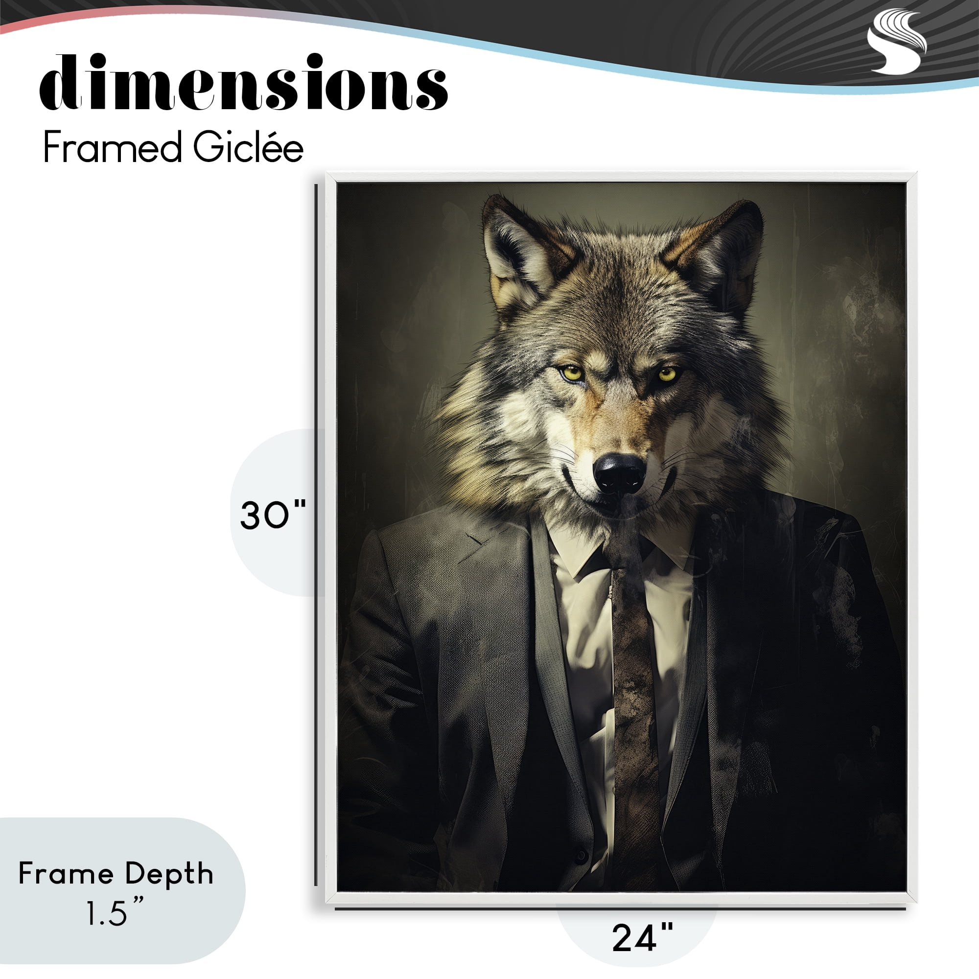Stupell Industries Fancy Wolf in Suit White Framed Giclee Art, design by Ray Powers