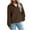 Brown, variant on Fiaer Quarter Zip Pullover Women Plus Size Trendy Sweatshirts Long Sleeve Lapel Collared V Neck Pocket Tops White XL