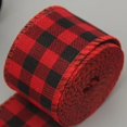 thumbnail image 4 of Cinta de imitación de cáñamo, borde de alambre, cinta de lino, decoración navideña, copo de nieve rojo y verde, cinta a cuadros, 6 m/rollo, 4 of 4