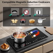 Portable Induction Cooktop 2 Burner - 1800W Double Induction Cooker with 8 Power Settings, 4 Pre-Set Modes, Ultra Thin Design, Sensor Touch Control, Child Safety Lock & Timer | Electric Cooktop