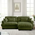 thumbnail image 3 of TUANLUO 93.7" Upholstery Sectional Sofa and Couch with Ottoman - Oversized Velvet Loveseat Tufted Couch for Living Room, Olive Green, 3 of 9