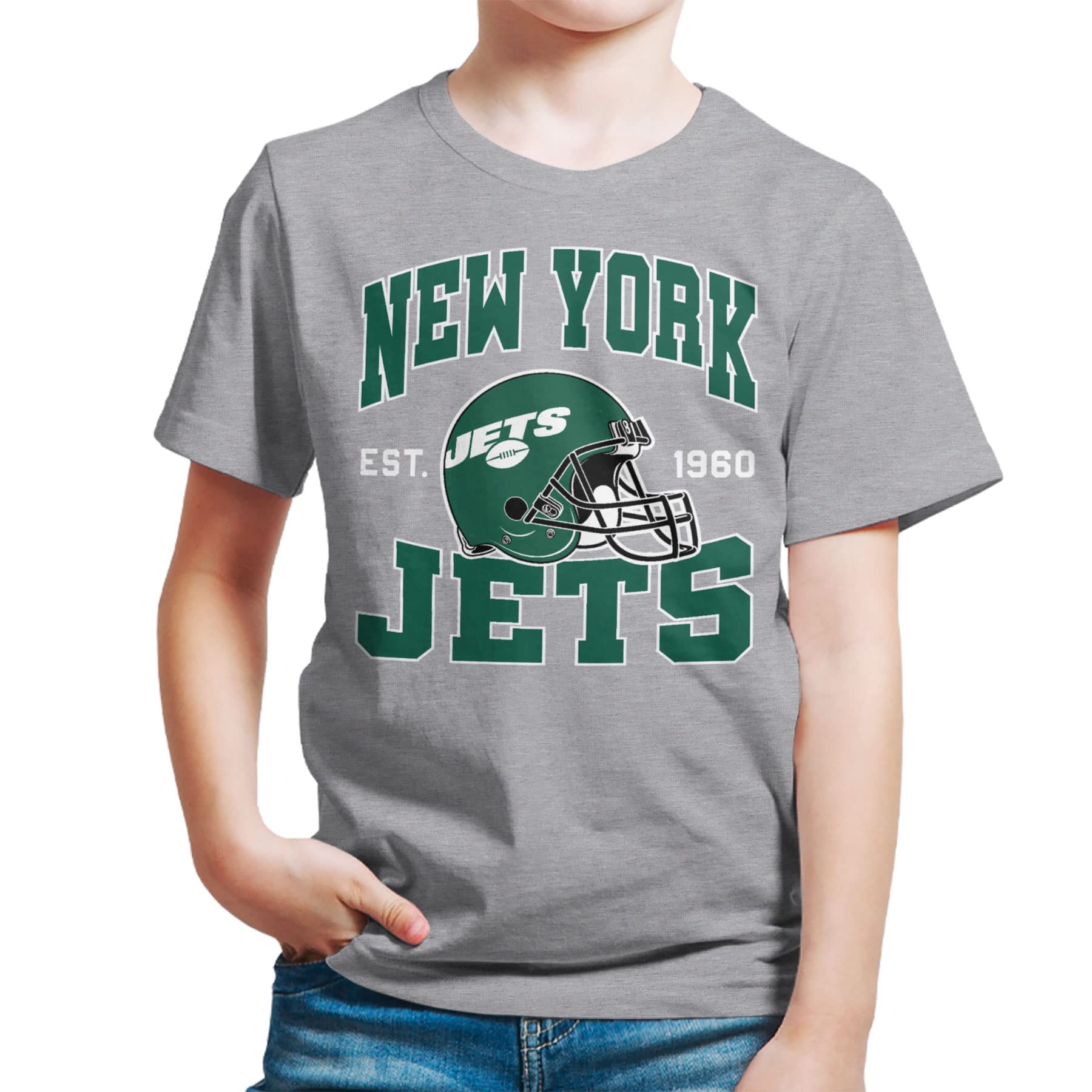 Junk Food clothing x NFL - New York Jets - Team Helmet - Boys and girls  Short Sleeve Fan Shirt - Size Medium