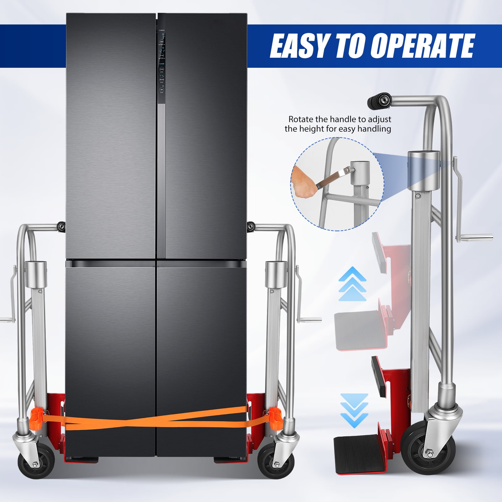LEDMOMO Heavy Duty Furniture Dolly with Aluminum Frame for Hotel Moving and Lifting