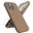 thumbnail image 1 of [5 in 1] for iPhone 13 Pro Silicone Case, [2 Pack Screen Protector] [Anti-Scratch Microfiber Lining] [Screen and Camera Protection] Shockproof Protective Phone Case for 13 Pro, Light Brown, 1 of 5